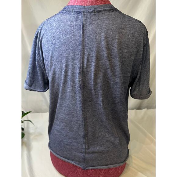 Free People We The Free Classic Blue Burn Out Short Sleeves Tee Size XS - Picture 2 of 5